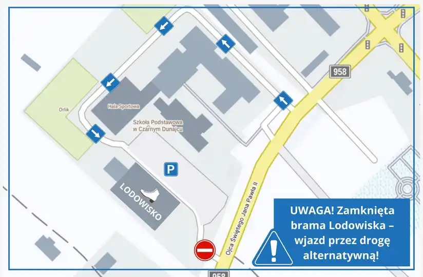 Zmiana wjazdu na lodowisko w Czarnym Dunajcu