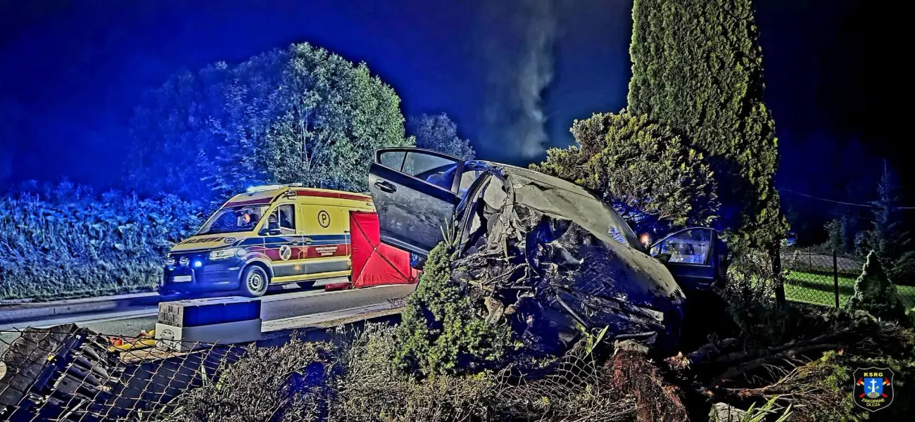 Wypadek w Zakopanem. Samochód rozbił się na ogrodzeniu, dwie osoby trafiły do szpitala