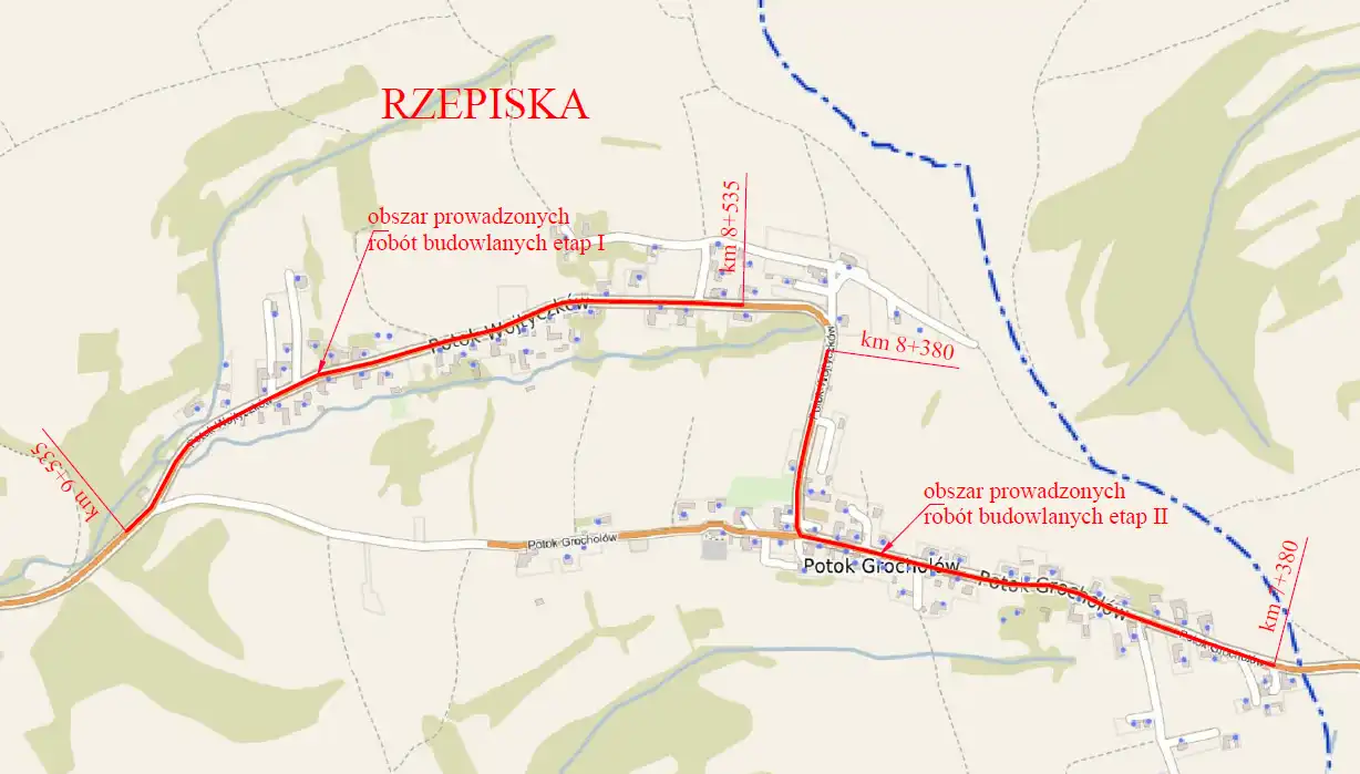Uwaga kierowcy! Zamknięcie ul. Potok Wojtyczków i Potok Grocholów w Rzepiskach na dwa tygodnie