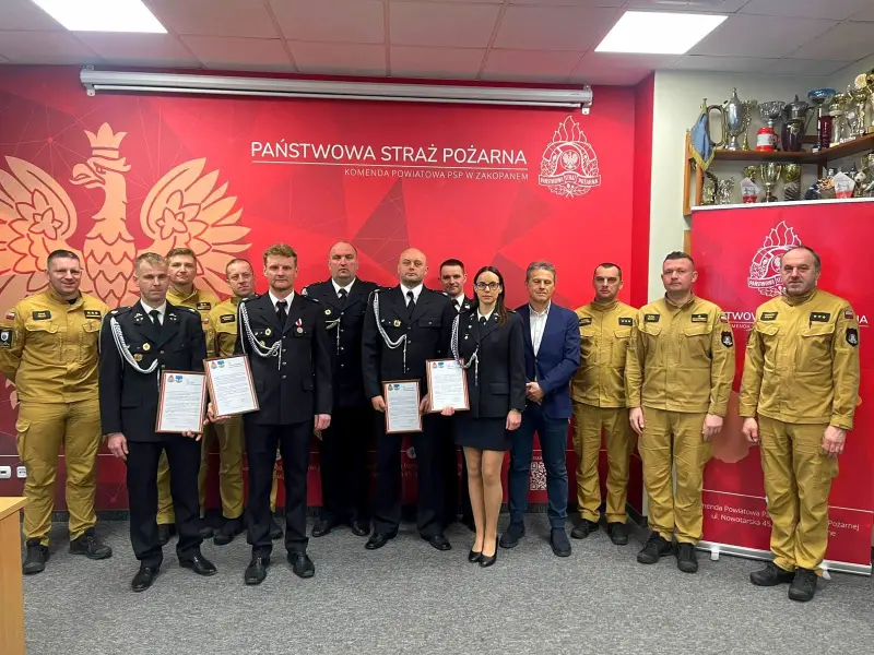 Bohaterska akcja OSP Kościelisko na Krupówkach doceniona przez PSP