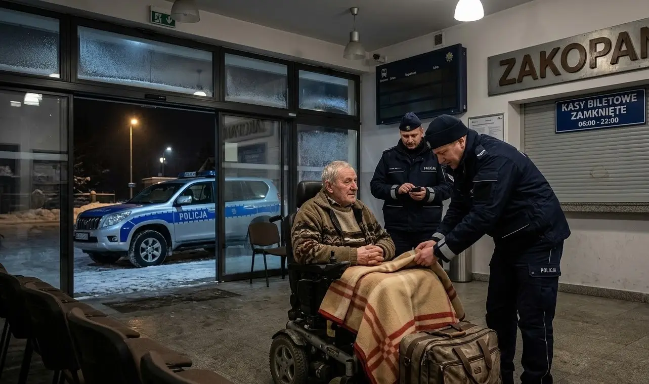 Zakopane: Spóźnił się na pociąg i utknął nocą na dworcu. Policjanci ruszyli z pomocą