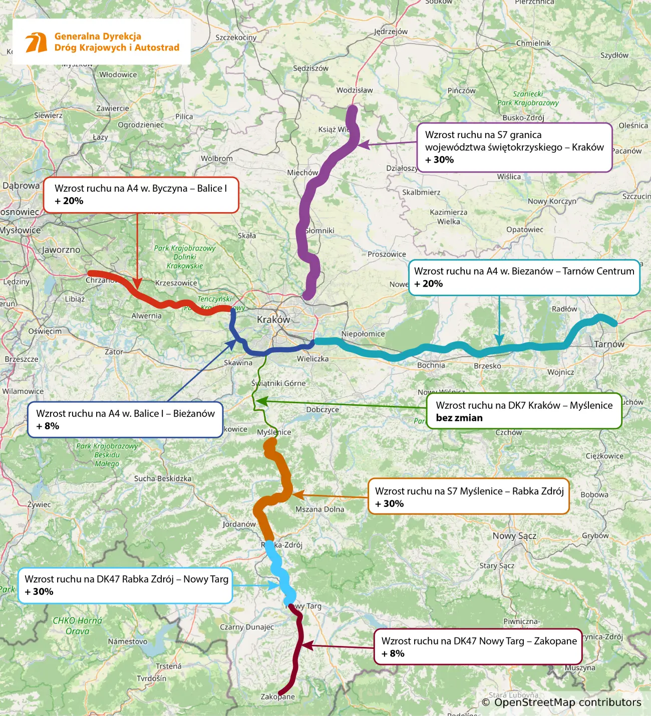 Podhale na drogowej mapie zmian GDDKiA. Ruch rośnie z roku na rok