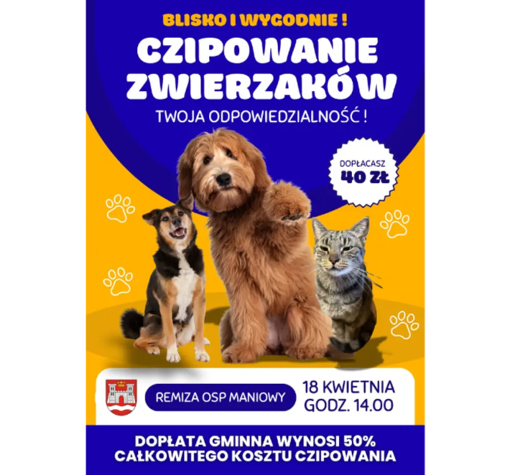 Maniowy: Tańsze czipowanie psów i kotów w gminie Czorsztyn, gmina dopłaca do czipów