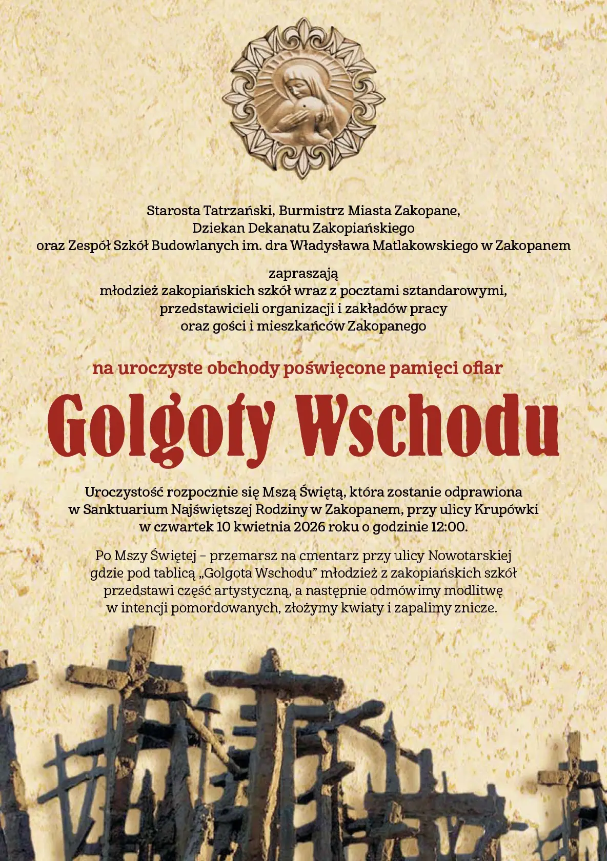 10 kwietnia w Zakopanem. Hołd dla pomordowanych na Wschodzie