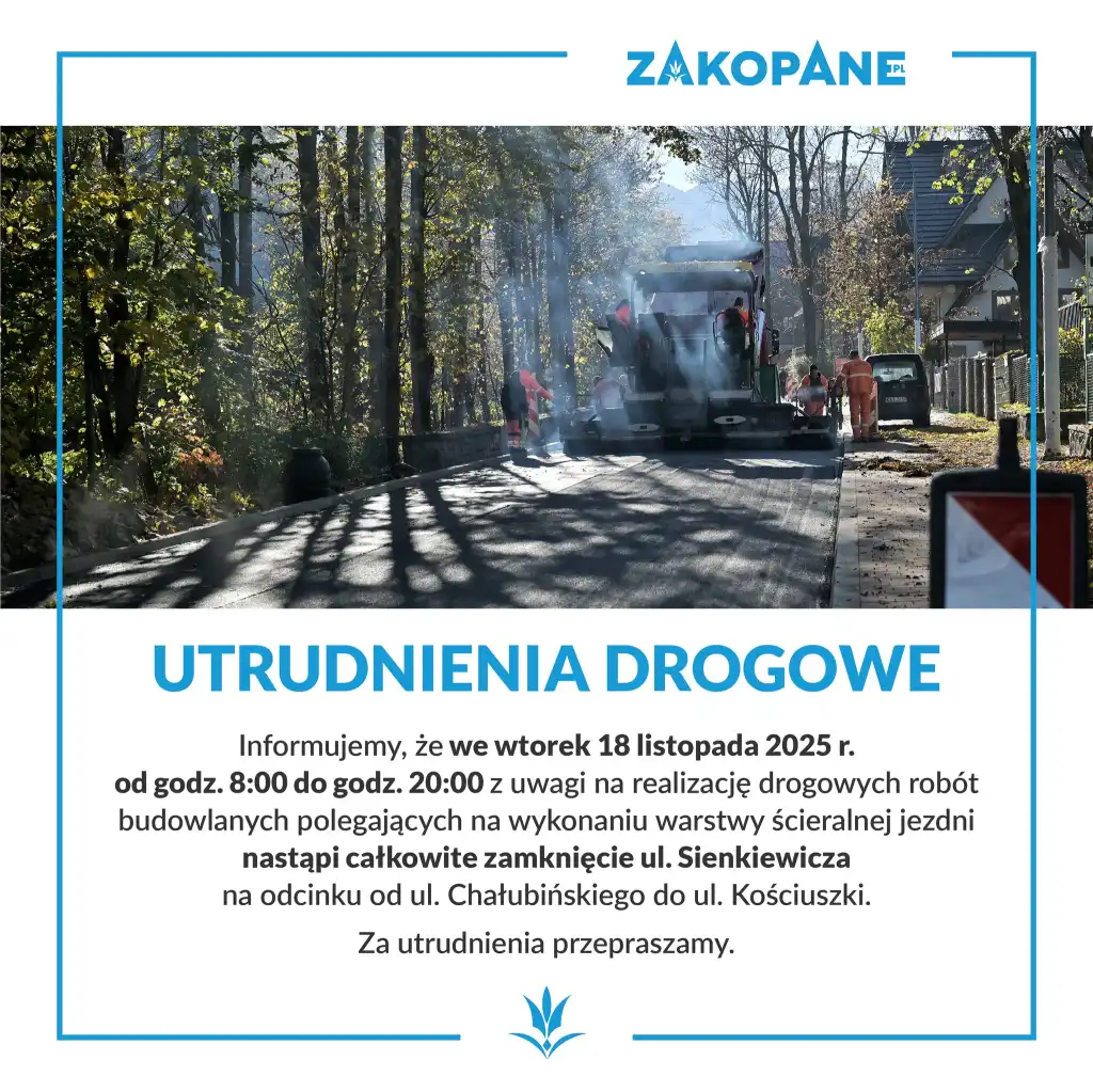 Zakopane. Zamknięta ulica Sienkiewicza