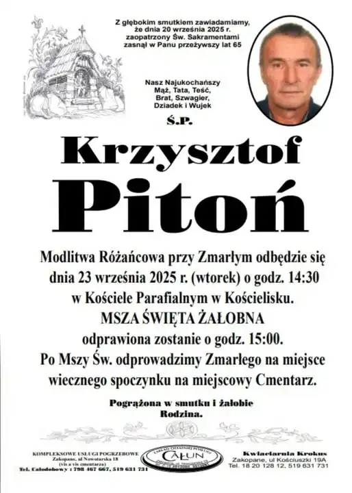 Zmarł Krzysztof Pitoń, długoletni pracownik Gminy Kościelisko