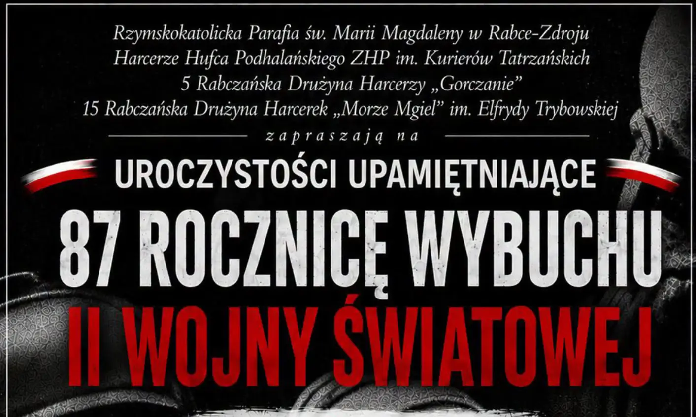 Rabka-Zdrój uczci 87. rocznicę wybuchu II wojny światowej. Obchody rozpoczną się o 4:40
