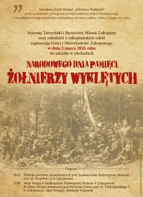 Narodowy Dzień Pamięci Żołnierzy Wyklętych w Zakopanem