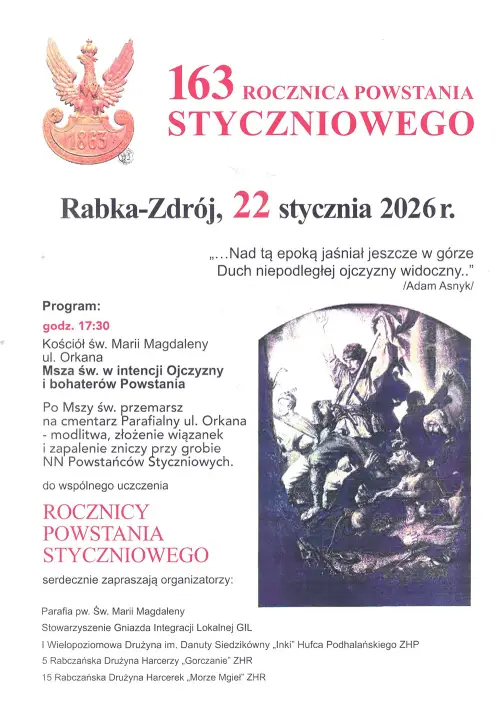 Modlitwa i pamięć. Rocznica Powstania Styczniowego w Rabce-Zdroju