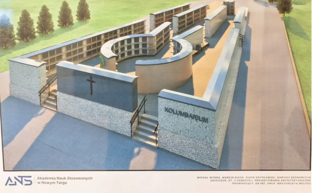 Kolumbaria przyszłości.  Młodzi architekci z ANS projektują przestrzeń pamięci w Rabce-Zdroju.