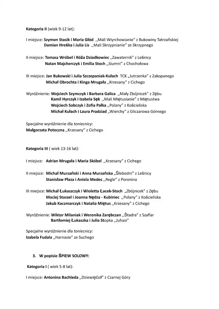 Młodzi górale podbijają scenę. Sukcesy zespołów z Szaflar na Przeziyracce w Czarnym Dunajcu