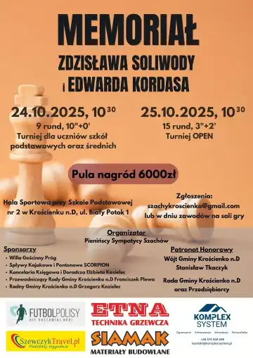 Turniej szachowy, nagrody i emocje  memoriał Soliwody i Kordasa w Krościenku nad Dunajcem