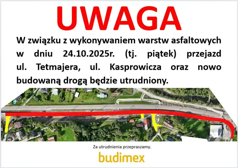 Utrudnienia w Rabce-Zdroju. W piątek zamkną Tetmajera i Kasprowicza