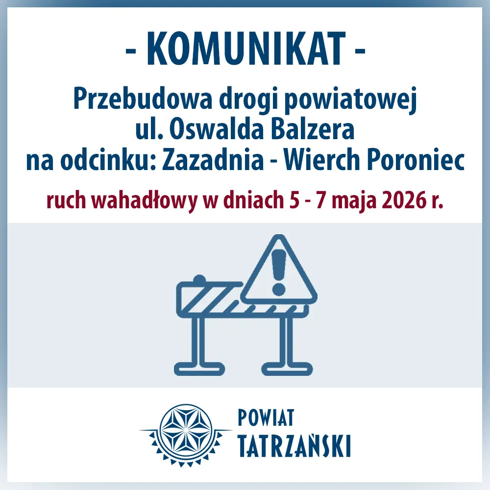 Utrudnienia na drodze do Morskiego Oka. Ruszają prace na ul. Balzera
