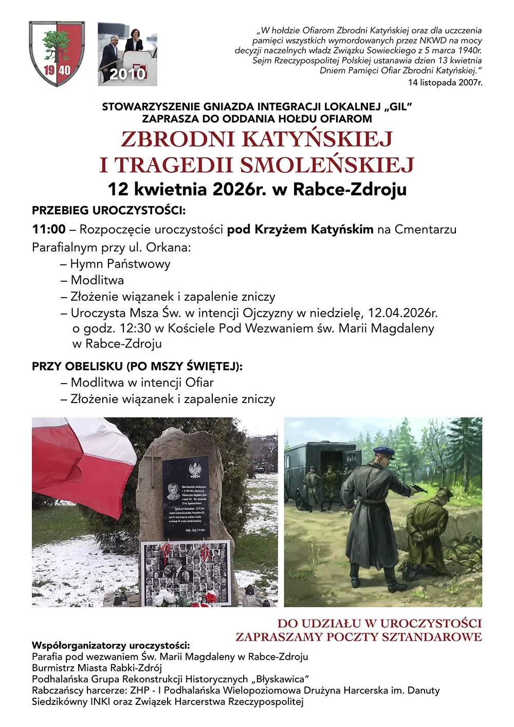 Rabka-Zdrój odda hołd Ofiarom Katynia i Smoleńska